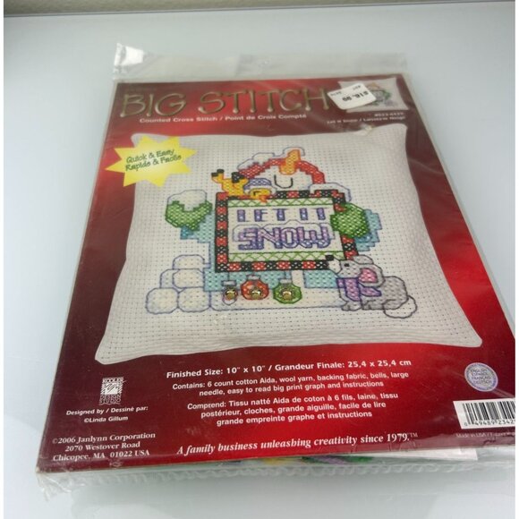 Janlynn Big Stitch Counted Cross Stitch 2006 10x10 Snowman Let it Snow Christmas - Picture 3 of 14